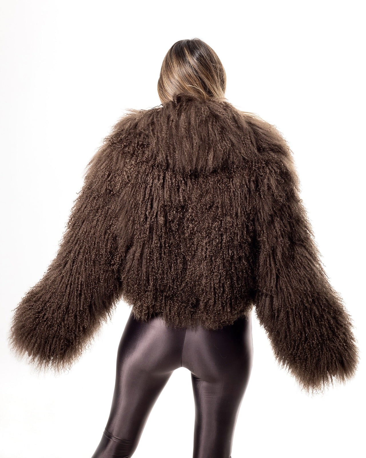 Brown Mongolian cropped coat