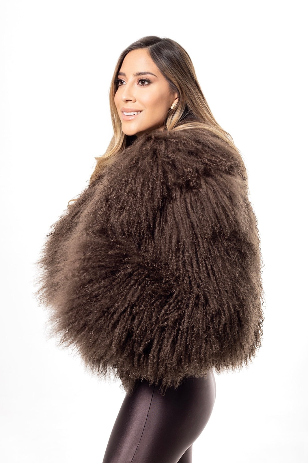 Brown Mongolian cropped coat